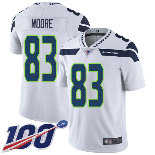 Seattle Seahawks Limited White Men David Moore Road Jersey NFL Football 83 100th Season Vapor Untouchable